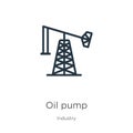 Oil pump icon. Thin linear oil pump outline icon isolated on white background from industry collection. Line vector oil pump sign Royalty Free Stock Photo