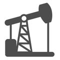 Oil pump jack, oil extraction station, rig solid icon, oil industry concept, pumpjack vector sign on white background Royalty Free Stock Photo