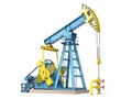 Oil pump jack isolated on white background