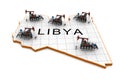 Oil pump-jacks on a map of Libya