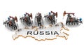Oil pump-jacks on a map of Russia