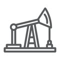 Oil pump line icon, production and industry, oil derrick sign, vector graphics, a linear pattern on a white background.