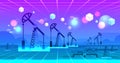 oil pump rig energy industrial zone oil drilling fossil fuels production concept view through VR glasses metaverse
