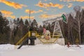 Oil pump rig. Oil and gas production. Oilfield site. Pump Jack are running. Drilling derricks for fossil fuels output and crude Royalty Free Stock Photo