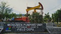 Oil pumping unit monument in Cepu, Central Java, Indonesia Royalty Free Stock Photo