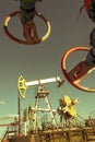 Oil pumpjack, industrial equipment. Extraction of oil. Petroleum concept.