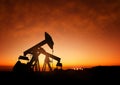 Oil Pumps at Dusk Royalty Free Stock Photo