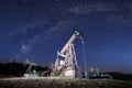 Oil pumps on the oil field in the night