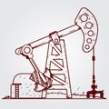 Oil pumps. Oil industry equipment. Outline drawing