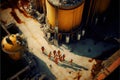 Oil refinery, aerial view, industrial factory. Generative Ai