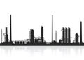 Oil refinery or chemical plant silhouette. Royalty Free Stock Photo