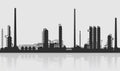 Oil refinery or chemical plant silhouette. Royalty Free Stock Photo