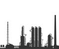 Oil refinery or chemical plant silhouette. Royalty Free Stock Photo