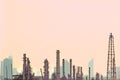 Oil Refinery City Industrial Landscape Morning Background