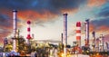 Oil refinery at dramatic twilight Royalty Free Stock Photo
