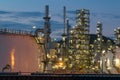 Oil Refinery factory in evening, Petroleum, petrochemical plant Royalty Free Stock Photo