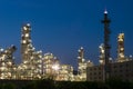 Oil Refinery factory in evening, Petroleum, petrochemical plant Royalty Free Stock Photo