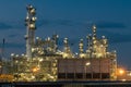 Oil Refinery factory in evening, Petroleum, petrochemical plant Royalty Free Stock Photo