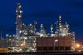 Oil Refinery factory in evening, Petroleum, petrochemical plant Royalty Free Stock Photo