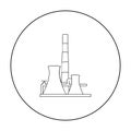 Oil refinery factory icon in outline style isolated on white background. Oil industry symbol stock vector illustration. Royalty Free Stock Photo