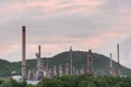 Oil Refinery factory in morning sunrise