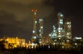 Oil refinery factory at night