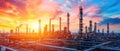 Oil refinery factory panorama, overall view of oil and gas installation Royalty Free Stock Photo