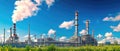 Oil refinery factory panorama, overall view of oil and gas installation Royalty Free Stock Photo