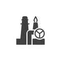 Oil refinery factory vector icon