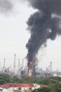 Oil refinery fire.