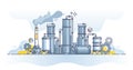 Oil refinery for gas or petroleum manufacturing industry outline concept