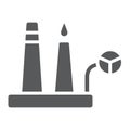Oil refinery glyph icon, industrial and plant, factory sign, vector graphics, a solid pattern on a white background. Royalty Free Stock Photo