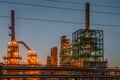 Oil refinery industrial plant or factory panorama, storage distillery tanks and steel pipeline, modern petrochemical technologies Royalty Free Stock Photo