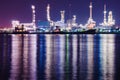 Oil refinery industrial plant at night Royalty Free Stock Photo