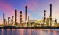 Oil refinery industrial plant at night Royalty Free Stock Photo
