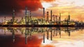 Oil refinery industrial plant at night Royalty Free Stock Photo