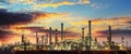 Oil refinery industrial plant at night Royalty Free Stock Photo