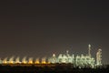 Oil refinery industrial plant at night Royalty Free Stock Photo