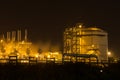 Oil refinery industrial plant at night Royalty Free Stock Photo