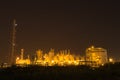 Oil refinery industrial plant at night Royalty Free Stock Photo