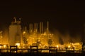 Oil refinery industrial plant at night Royalty Free Stock Photo