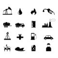 Oil and refinery industry icons set. Royalty Free Stock Photo