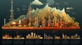 Oil refinery industry infographics. Oil and gas industry. Vector illustration. Generative AI Royalty Free Stock Photo