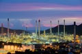 Oil refinery industry at night in Chonburi, Thailand. Royalty Free Stock Photo
