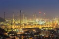 Oil refinery lights night view Royalty Free Stock Photo