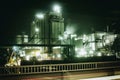 Oil refinery in Mannheim, Germany, europe petrochemical industry night scene scrap metal vintage