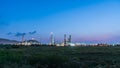 Oil refinery in morning day sunrise