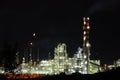 Oil refinery at night Royalty Free Stock Photo