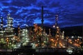 Oil refinery at night, Burnaby Royalty Free Stock Photo