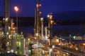 Oil Refinery Night Shift Energy Royalty Free Stock Photo